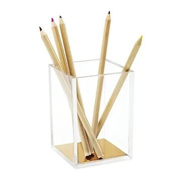 HBlife Rose Gold Acrylic Pen Holder Desk Organizer