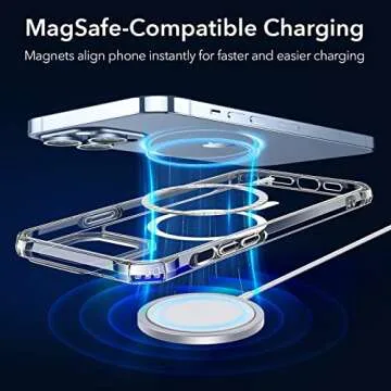 ESR Air Armor Magnetic Case with HaloLock Compatible with iPhone 13 Pro Max Case, Compatible with MagSafe, Military-Grade Protection, Yellowing-Resistant Hard Back, Shock-Absorbing Corners, Clear