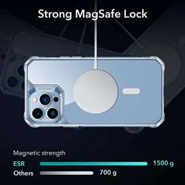 ESR Air Armor Magnetic Case with HaloLock Compatible with iPhone 13 Pro Max Case, Compatible with MagSafe, Military-Grade Protection, Yellowing-Resistant Hard Back, Shock-Absorbing Corners, Clear