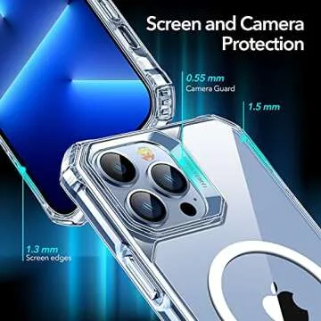 ESR Air Armor Magnetic Case with HaloLock Compatible with iPhone 13 Pro Max Case, Compatible with MagSafe, Military-Grade Protection, Yellowing-Resistant Hard Back, Shock-Absorbing Corners, Clear