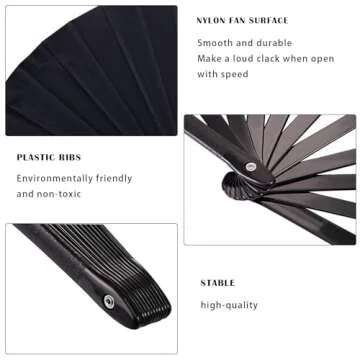 Elegant Large Folding Rave Hand Fan for Events and Gifts