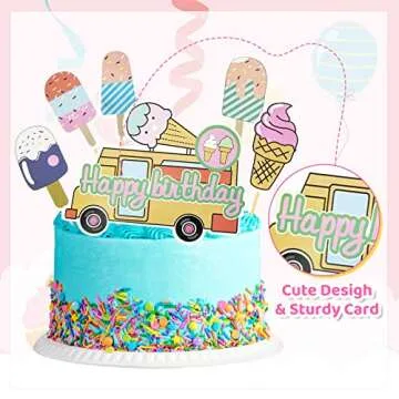 72Pcs Ice Cream Birthday Party Decorations for Girls Kids, Pastel Ice Cream Balloon Garland Arch Kit First Two Sweet Birthday Banner Foil Sprinkle Long Twist Balloons Cupcake Toppers Party Supplies