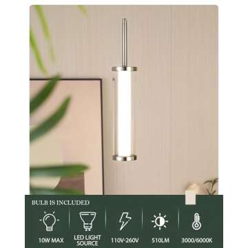 Cargifak LED Modern Pendant Lights with Brushed Nickel, Set of 2 Cylinder Pendant Light Fixtures, 10...