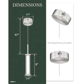 Cargifak Modern LED Pendant Lights - Set of 2 with Adjustable Light