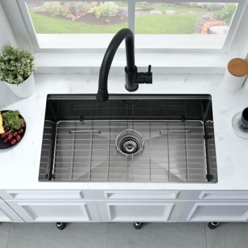 Bokaiya Black 30" Undermount Kitchen Sink Workstation