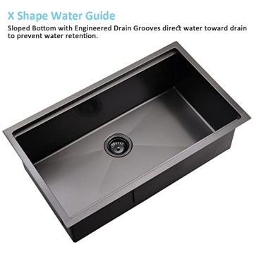 Bokaiya Black 30" Undermount Kitchen Sink Workstation