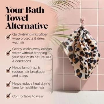 Kitsch Microfiber Hair Towel Wrap - Quick Dry, Super Absorbent