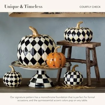MacKenzie-Childs Mini Decorative Pumpkin for Elegant Autumn Decor