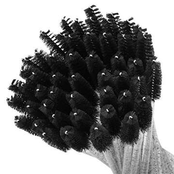 tifanso 200PCS Spoolie Eyelash Brush - Disposable Mascara Brush Wand for Lashes, Eyebrow Eyelash Extension Supplies (Black)