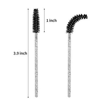 tifanso 200PCS Spoolie Eyelash Brush - Disposable Mascara Brush Wand for Lashes, Eyebrow Eyelash Extension Supplies (Black)