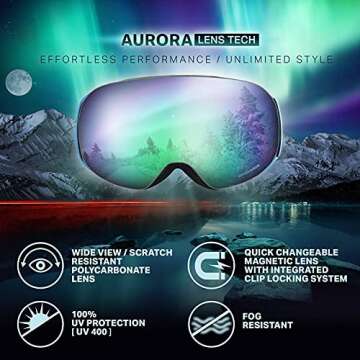 Wildhorn Roca Ski Goggles Men Women, ski goggles kid.Anti-Fog/Scratch 100% UV-Magnetic Lens-Snowboard Snow Goggles Men Women Adult