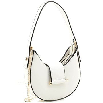 Trendeology Vegan PU Leather Classy Round Clutch Purse with Crossbody Strap