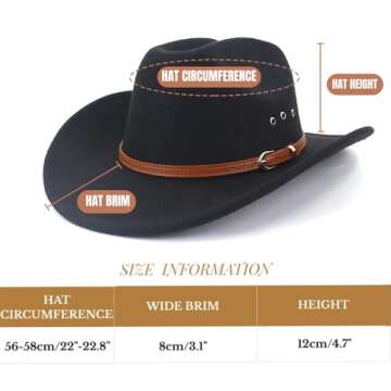 LIDHAY Cowboy Hat for Women and Men Felt Wide Brim Classic Outdoor Fedora Hats Western Cowboy Cowgir...