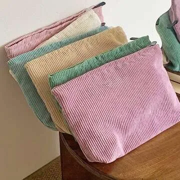 SxoSyo Cosmetic Bags for Women Makeup Bag Large Capacity Purse Travel Toiletry Zipper Storage Pouch Make up Brushes Organizer for Gifts (Corduroy, Pink)