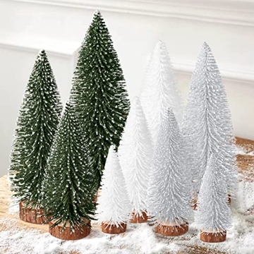 Charming 9Pcs Mini Bottle Brush Christmas Trees - Perfect Holiday Decor