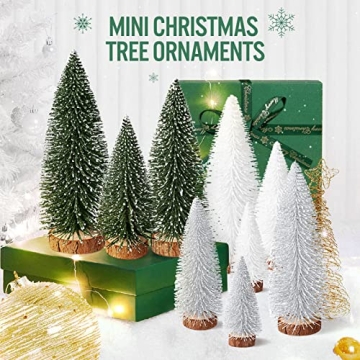 Mini Bottle Brush Christmas Trees Set - 9Pcs Decorative