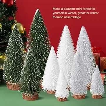 Mini Bottle Brush Christmas Trees Set - 9Pcs Decorative