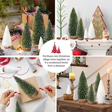 Mini Bottle Brush Christmas Trees Set - 9Pcs Decorative