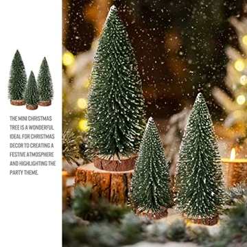 Mini Bottle Brush Christmas Trees Set - 9Pcs Decorative