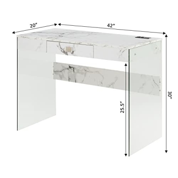 SoHo Glass Desk with Charging Station - Modern Elegance
