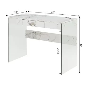 SoHo Glass Desk with Charging Station - Modern Elegance