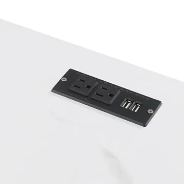 SoHo Glass Desk with Charging Station - Modern Elegance