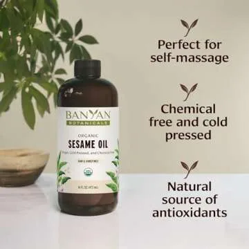 Banyan Botanicals Sesame Oil – Organic & Unrefined Ayurvedic Oil for Skin, Hair, Oil Pulling & More – Multiple Sizes – 16oz. – Non GMO Sustainably Sourced Vegan