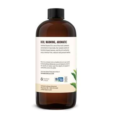 Banyan Botanicals Sesame Oil – Organic & Unrefined Ayurvedic Oil for Skin, Hair, Oil Pulling & More – Multiple Sizes – 16oz. – Non GMO Sustainably Sourced Vegan