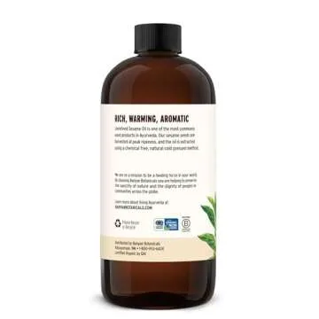 Banyan Botanicals Sesame Oil – Organic & Unrefined Ayurvedic Oil for Skin, Hair, Oil Pulling & More – Multiple Sizes – 16oz. – Non GMO Sustainably Sourced Vegan