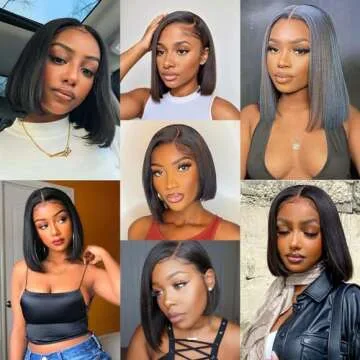 Bob Wig Human Hair 13x4 Frontal Lace Wig Human Hair 180 Density Glueless Pre Plucked with Baby Hair Straight Bob Wigs for Black Women 180% Density Pre Plucked Natural Color 12 inch