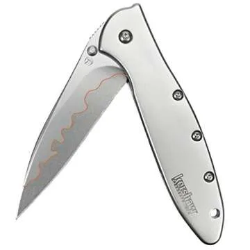 Kershaw Leek Composite Blade Folding Pocketknife, 3" D2 Steel and 14C28N Stainless Steel Blade, Assisted Opening Folding EDC
