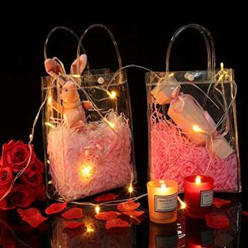 Clear PVC Gift Bags with Handles Reusable Plastic Wrap Tote Bags Transparent Shopping Bags for Chris...