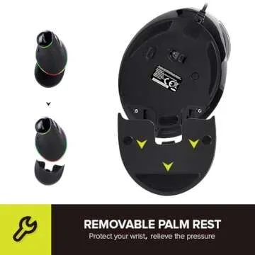 DeLUX Ergonomic Mouse, Wired Large RGB Vertical Mouse with 6 Buttons, 4000DPI, Removable Wrist Rest for Carpal Tunnel (M618Plus RGB-Wired)