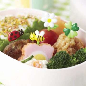 CuteZCute Bento Food Pick, 8-Piece, Honey Bee Flowers