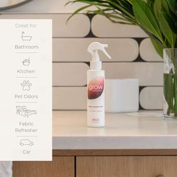 Grow Fragrance - Certified 100% Plant Based Air Freshener + Fabric Freshener Spray, Made with All Natural Essential Oils, Black Currant Rose - Limited Edition!