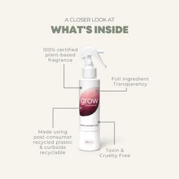 Grow Fragrance - Certified 100% Plant Based Air Freshener + Fabric Freshener Spray, Made with All Natural Essential Oils, Black Currant Rose - Limited Edition!
