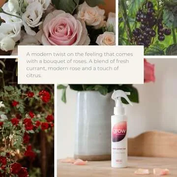 Grow Fragrance - Certified 100% Plant Based Air Freshener + Fabric Freshener Spray, Made with All Natural Essential Oils, Black Currant Rose - Limited Edition!