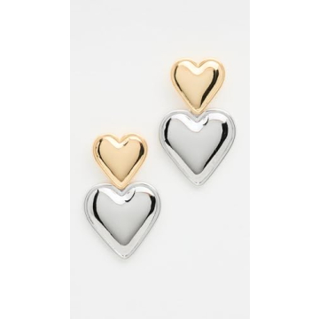 Stunning Two Tone Double Heart Drop Earrings for Women