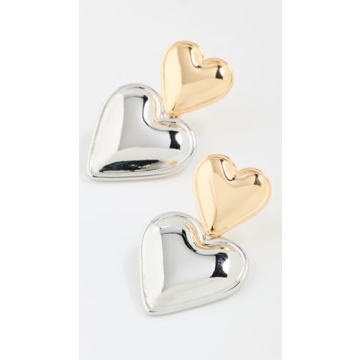 Stunning Two Tone Double Heart Drop Earrings for Women