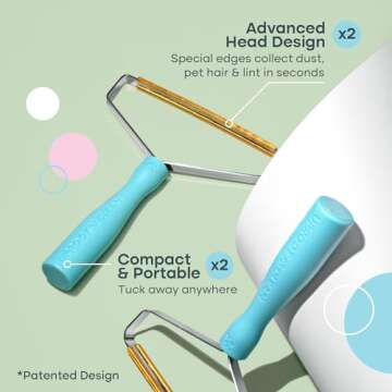 Uproot Cleaner Pro Pet Hair Removal Tool -2 Pack-Special Dog Hair Remover Multi Fabric Edge and Carp...