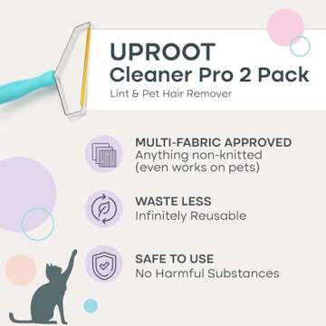 Uproot Cleaner Pro Pet Hair Removal Tool -2 Pack-Special Dog Hair Remover Multi Fabric Edge and Carpet Rake by Uproot Clean-Cat Fur Remover for Couch, Pet Towers, Rugs, Cat Mats and Trunks & Much More