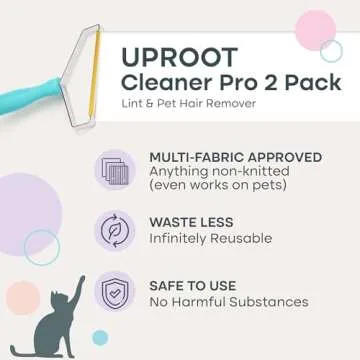 Uproot Cleaner Pro Pet Hair Removal Tool -2 Pack-Special Dog Hair Remover Multi Fabric Edge and Carpet Rake by Uproot Clean-Cat Fur Remover for Couch, Pet Towers, Rugs, Cat Mats and Trunks & Much More