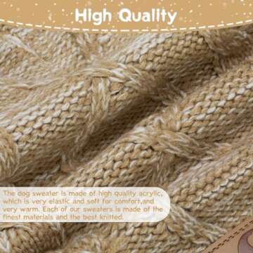 Knit Turtleneck Dog Sweater for Small Medium Large Dogs, Warm Puppy Clothes for Fall Winter, Cozy Sweatshirts Dog Coats