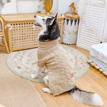 Knit Turtleneck Dog Sweater for Small Medium Large Dogs, Warm Puppy Clothes for Fall Winter, Cozy Sweatshirts Dog Coats