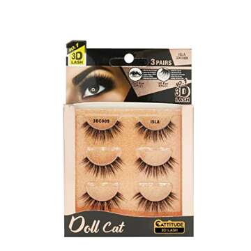 EBIN NEW YORK Cattitude 3D Lash 3 Pair – Doll Cat 3D Lash Baby Doll Lash Look Long Voluminous Wisp...