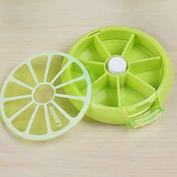INVODA Pill Cases Pill Box Weekly 3 Times 7 Compartments Large Medicine Pill Organizer (Lemon 1PCS+Bag)