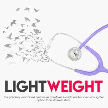 MDF Instruments, Acoustica Lightweight Stethoscope for Doctors, Nurses, Students, Home Health Use, Adult, Dual Head, Pastel Purple Tube, Silver Chestpiece-Headset, MDF747XP07