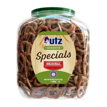 Utz Sourdough Specials Pretzels, Original, 63 oz. Barrel, Classic Pretzel Knot with Rich Sourdough F...