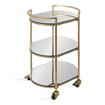 Elegant Vasseur Bar Cart in Gold with Mirrored Shelves