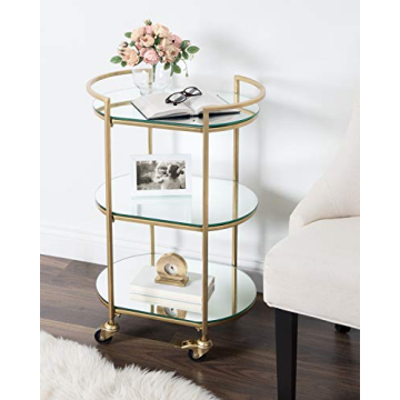 Elegant Vasseur Bar Cart in Gold with Mirrored Shelves